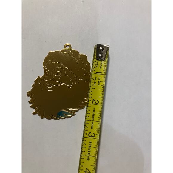 Vintage Brass Etched Ornament Santa Claus Face Gloria Duchin 1992 Made in USA - Picture 4 of 10